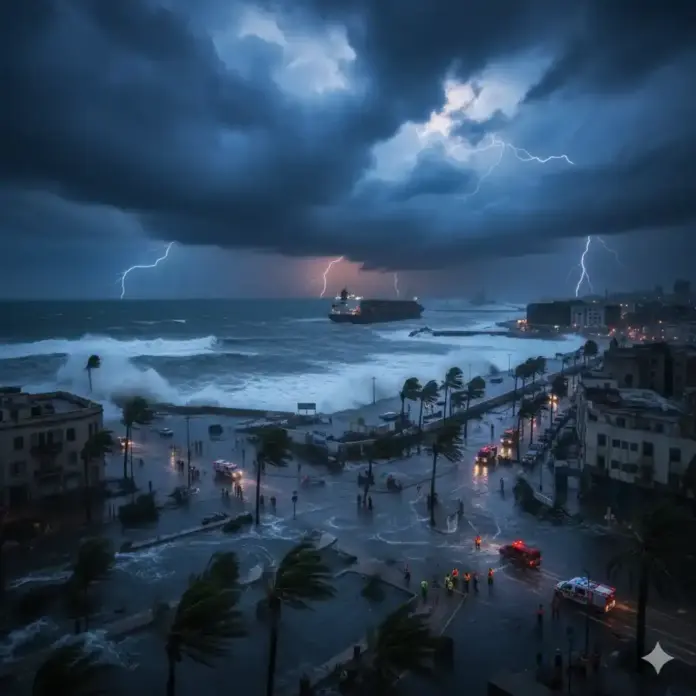 طنجة تحت رحمة العواصف رياح عاصفية تضرب المدينة وتعطل السير والربط البحري